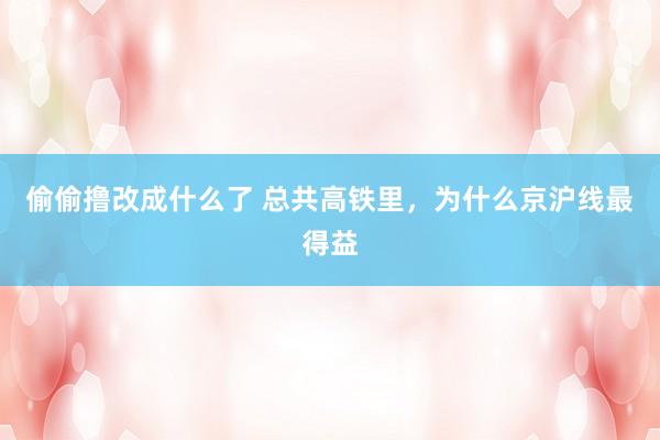 偷偷撸改成什么了 总共高铁里，为什么京沪线最得益