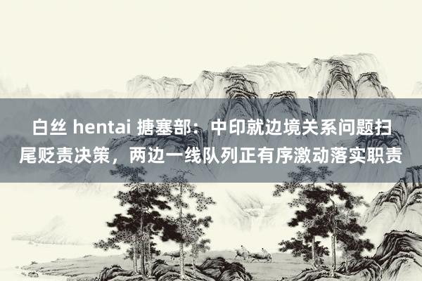 白丝 hentai 搪塞部：中印就边境关系问题扫尾贬责决策，两边一线队列正有序激动落实职责