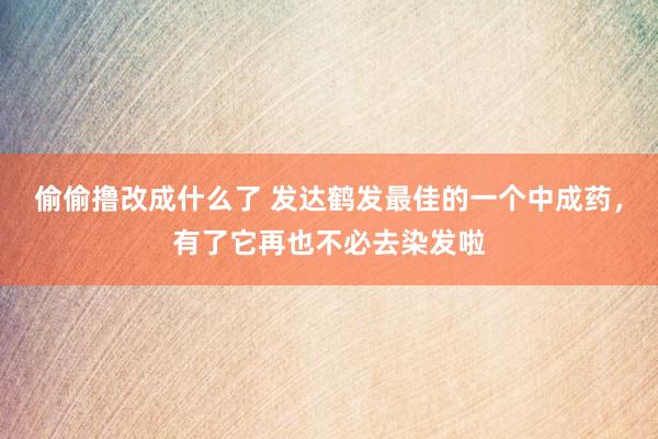 偷偷撸改成什么了 发达鹤发最佳的一个中成药，有了它再也不必去染发啦
