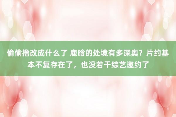 偷偷撸改成什么了 鹿晗的处境有多深奥？片约基本不复存在了，也没若干综艺邀约了