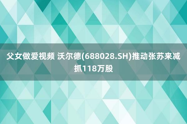 父女做爱视频 沃尔德(688028.SH)推动张苏来减抓118万股