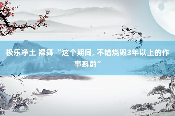 极乐净土 裸舞 “这个期间， 不错烧毁3年以上的作事斟酌”