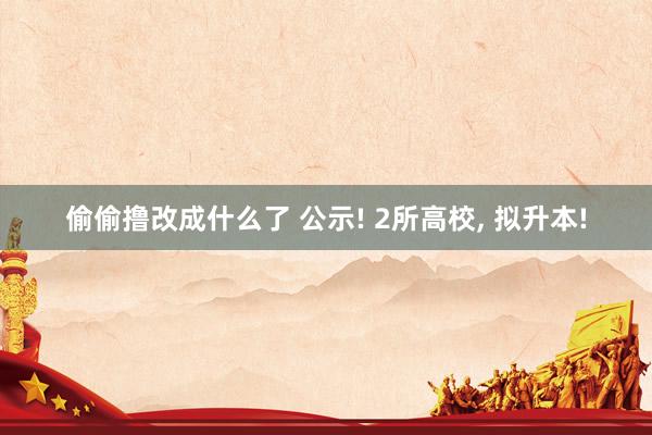 偷偷撸改成什么了 公示! 2所高校， 拟升本!