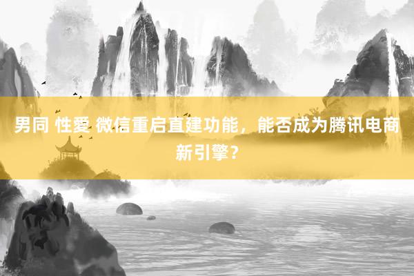 男同 性愛 微信重启直建功能，能否成为腾讯电商新引擎？
