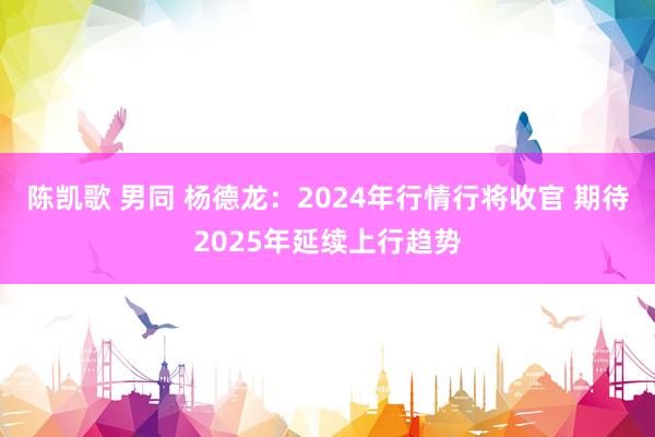 陈凯歌 男同 杨德龙：2024年行情行将收官 期待2025年延续上行趋势