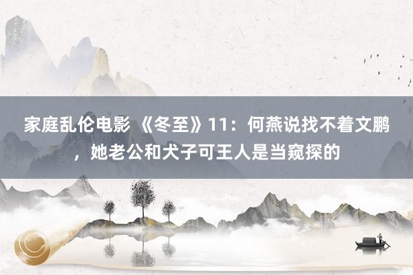 家庭乱伦电影 《冬至》11：何燕说找不着文鹏，她老公和犬子可王人是当窥探的