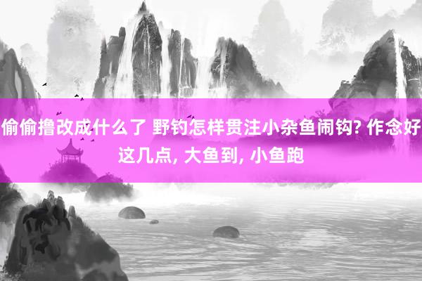偷偷撸改成什么了 野钓怎样贯注小杂鱼闹钩? 作念好这几点， 大鱼到， 小鱼跑
