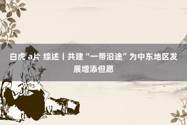 白虎 a片 综述丨共建“一带沿途”为中东地区发展增添但愿