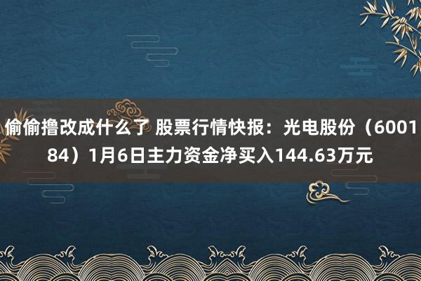 偷偷撸改成什么了 股票行情快报：光电股份（600184）1月6日主力资金净买入144.63万元