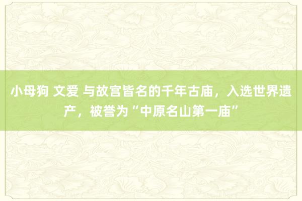 小母狗 文爱 与故宫皆名的千年古庙，入选世界遗产，被誉为“中原名山第一庙”
