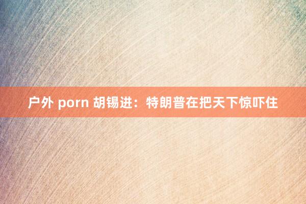 户外 porn 胡锡进：特朗普在把天下惊吓住