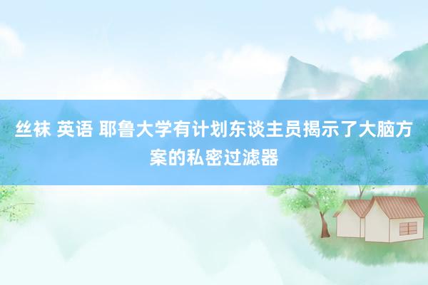 丝袜 英语 耶鲁大学有计划东谈主员揭示了大脑方案的私密过滤器