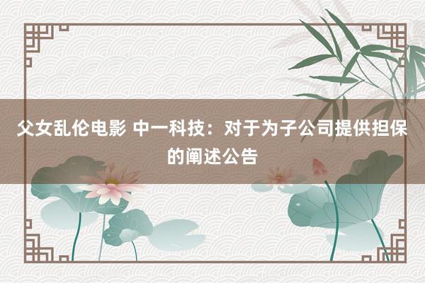 父女乱伦电影 中一科技：对于为子公司提供担保的阐述公告