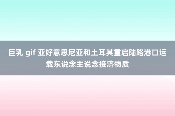 巨乳 gif 亚好意思尼亚和土耳其重启陆路港口运载东说念主说念接济物质