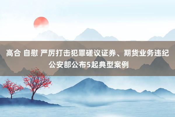 高合 自慰 严厉打击犯罪磋议证券、期货业务违纪 公安部公布5起典型案例