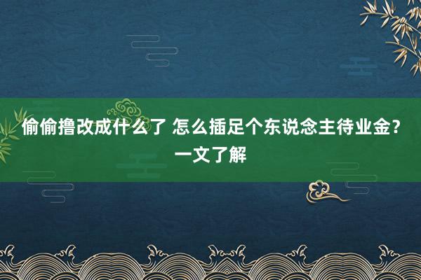 偷偷撸改成什么了 怎么插足个东说念主待业金？一文了解