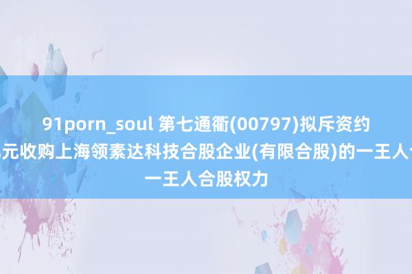 91porn_soul 第七通衢(00797)拟斥资约1.223亿元收购上海领素达科技合股企业(有限合股)的一王人合股权力