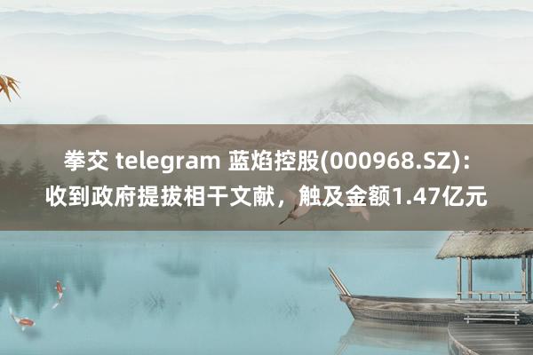 拳交 telegram 蓝焰控股(000968.SZ)：收到政府提拔相干文献，触及金额1.47亿元
