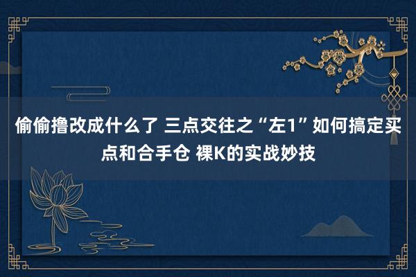 偷偷撸改成什么了 三点交往之“左1”如何搞定买点和合手仓 裸K的实战妙技