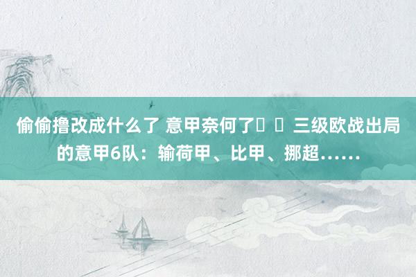 偷偷撸改成什么了 意甲奈何了⁉️三级欧战出局的意甲6队：输荷甲、比甲、挪超……