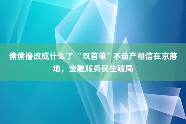 偷偷撸改成什么了 “双首单”不动产相信在京落地，金融服务民生破局