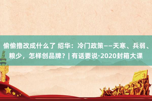 偷偷撸改成什么了 绍华：冷门政策——天寒、兵弱、粮少，怎样创品牌？| 有话要说·2020封箱大课